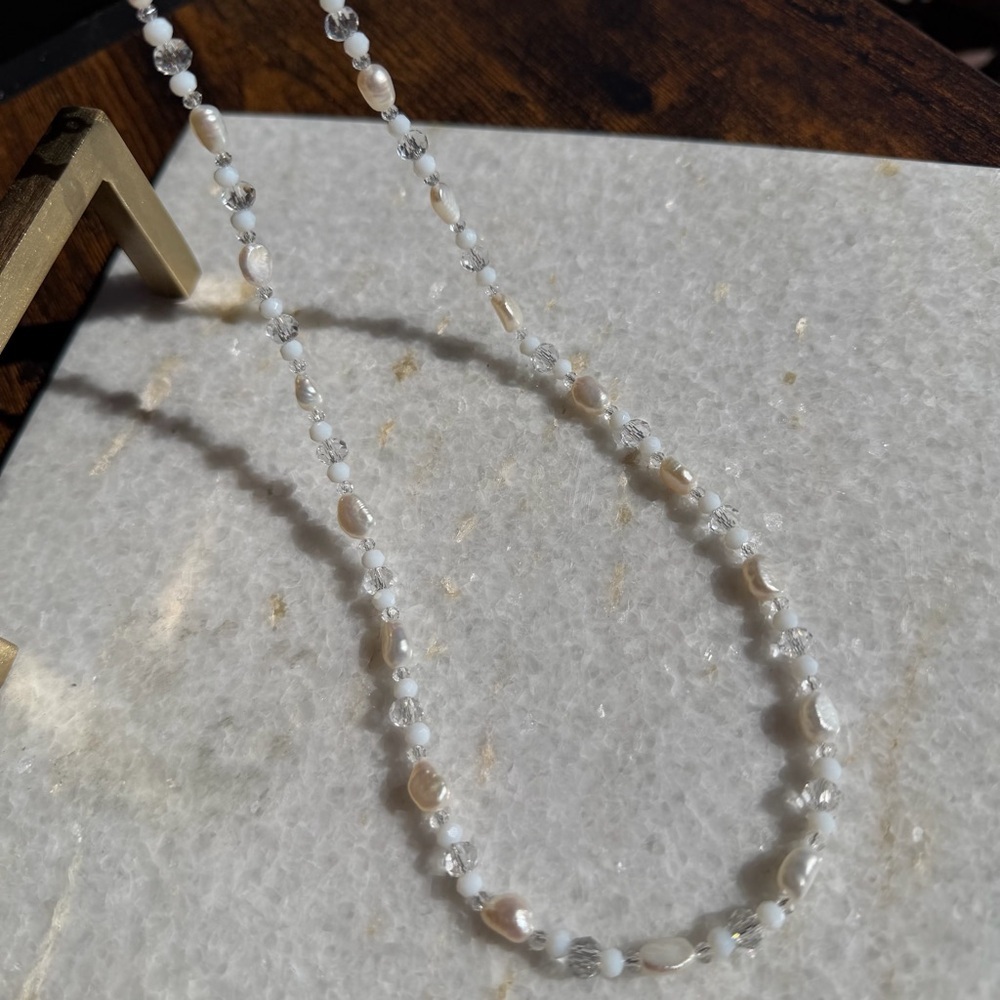 Genuine Freshwater Pearl & Swarovski Crystal Necklace - Picture 7 of 7